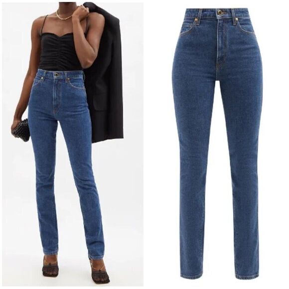 💕KHAITE💕 Daria High Rise Slim Fit Jeans  Montgomery Stretch Medium Blue 29 NWT - Picture 6 of 16